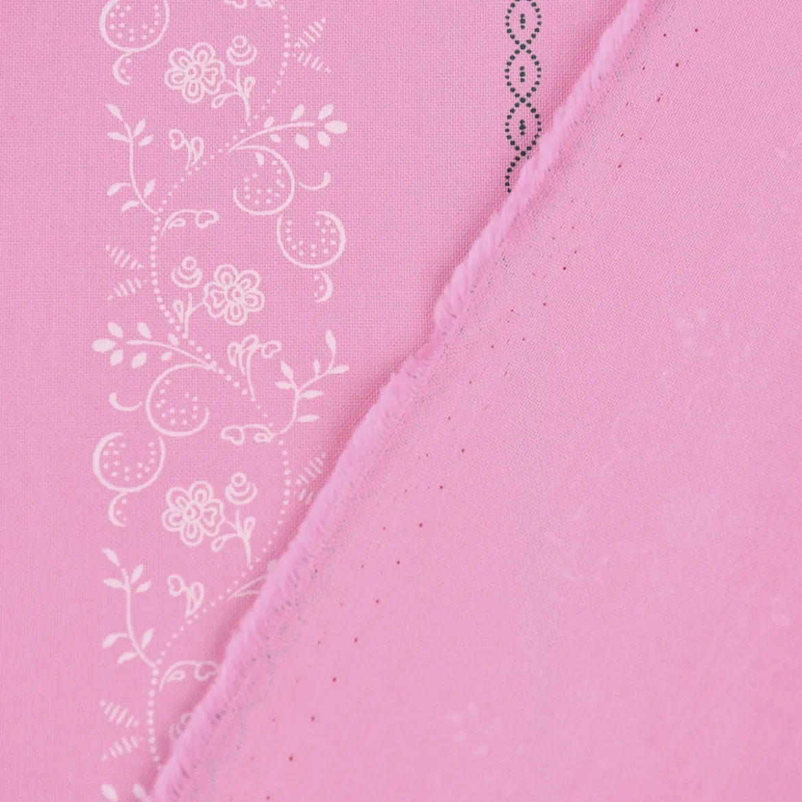 Baumwollstoff Trachten Ranken Blumen Punkte rosa weiß grün 1,50m Breite