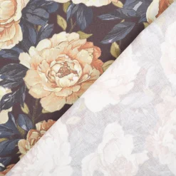 Baumwollstoff Trachtenstoff Classic Rosen dunkelblau gelb feinfädig und seidig glatt 1,40m Breite