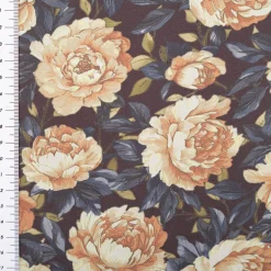 Baumwollstoff Trachtenstoff Classic Rosen dunkelblau gelb feinfädig und seidig glatt 1,40m Breite