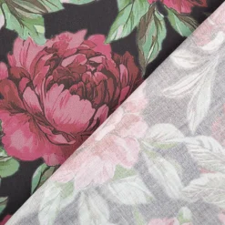 Baumwollstoff Trachtenstoff Classic Rosen dunkelblau pink feinfädig und seidig glatt 1,40m Breite