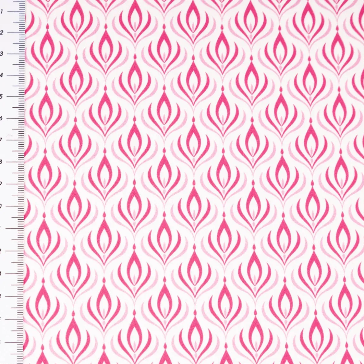 Baumwollstoff Trachtenstoff Retro Ornamente weiß pink feinfädig und seidig glatt 1,40m Breite