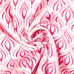 Baumwollstoff Trachtenstoff Retro Ornamente weiß pink feinfädig und seidig glatt 1,40m Breite