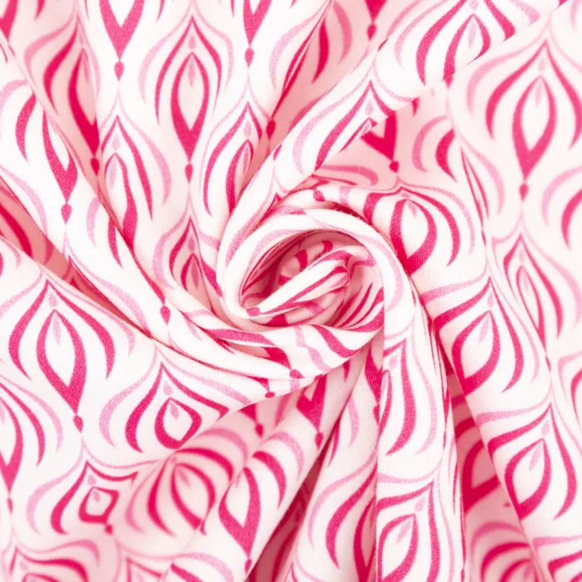 Baumwollstoff Trachtenstoff Retro Ornamente weiß pink feinfädig und seidig glatt 1,40m Breite