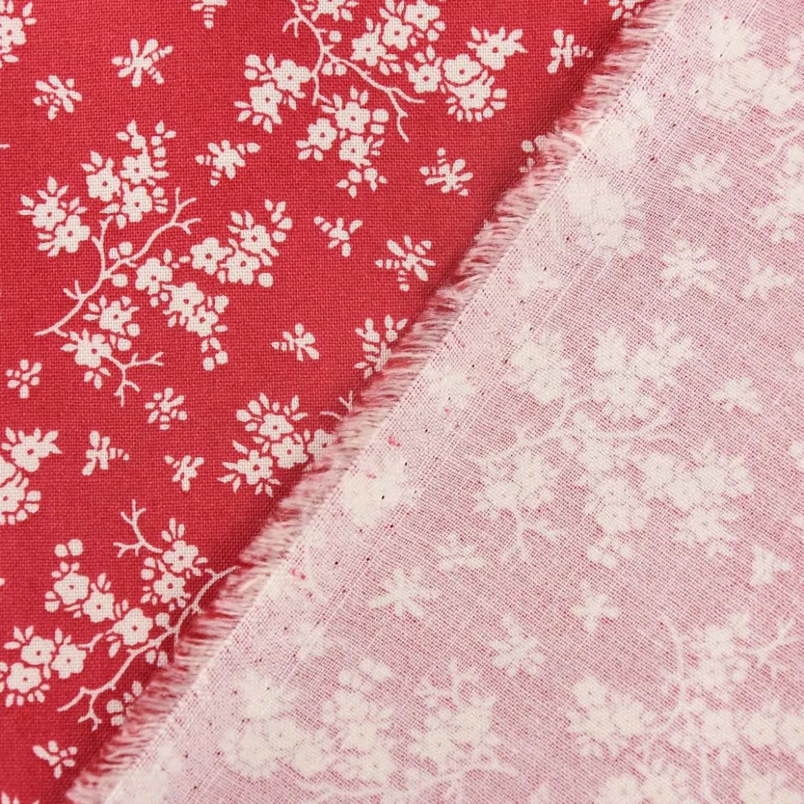 Baumwollstoff Trachtenstoff Blumen rot beige 1,4m Breite