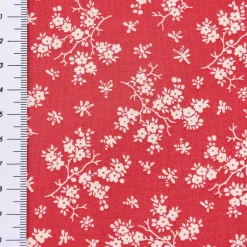 Baumwollstoff Trachtenstoff Blumen rot beige 1,4m Breite