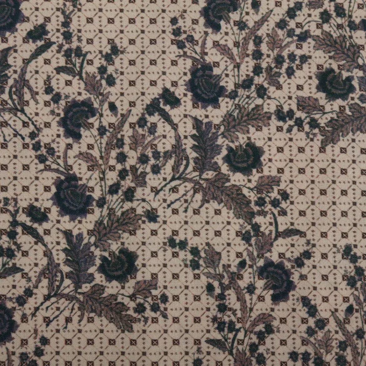 Baumwollstoff Trachtenstoffe Trachten Blumen Blätter beige petrol 1,40m Breite