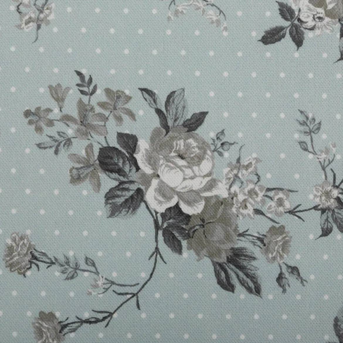 Baumwollstoff Trachtenstoffe Canvas Blumen Punkte hell blau grau 1,40m Breite