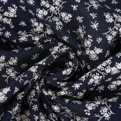 Baumwollstoff Trachtenstoff Blumen dunkelblau weiß 1,4m Breite