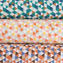 Baumwollstoff TRIMIA Geometrie Dreiecke weiß bunt 1,5m Breite