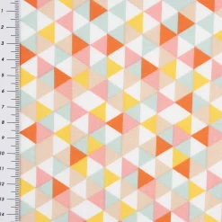 Baumwollstoff TRIMIA Geometrie Dreiecke weiß bunt 1,5m Breite