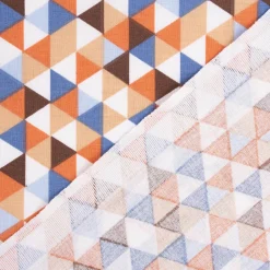 Baumwollstoff Trimia Geometrie Dreiecke weiß blau bunt 1,5m Breite