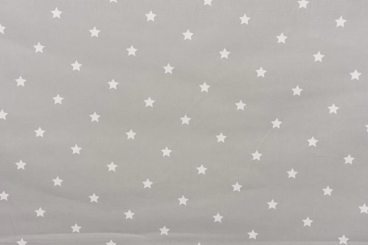 Baumwollstoff Twinkle Sterne grau weiß Stoff Gardinenstoff Dekostoff