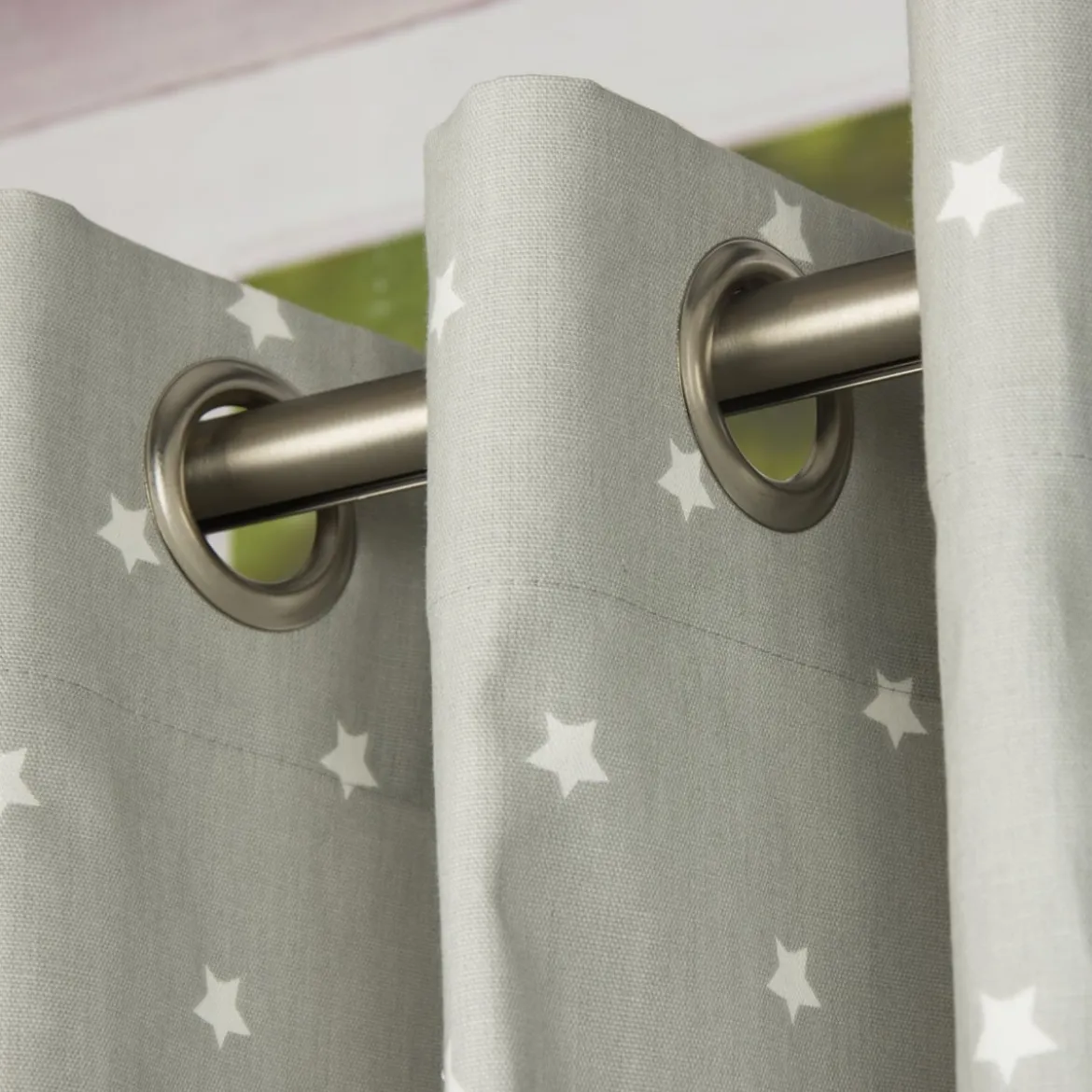 Baumwollstoff Twinkle Sterne grau weiß Stoff Gardinenstoff Dekostoff