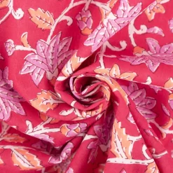 Baumwollstoff Voile Blumenranken pink 1,45m Breite