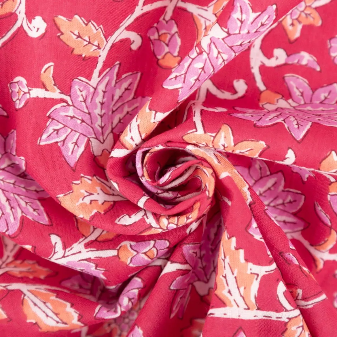 Baumwollstoff Voile Blumenranken pink 1,45m Breite