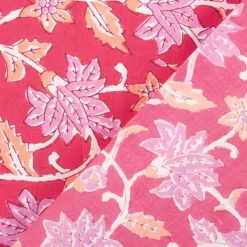 Baumwollstoff Voile Blumenranken pink 1,45m Breite
