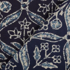 Baumwollstoff Voile Sommerdruck Blumen Ornamente Indigioblau 1,40m Breite