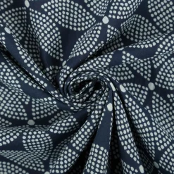 Baumwollstoff Voile Sommerdruck Blumen abstrakt Indigioblau 1,40m Breite