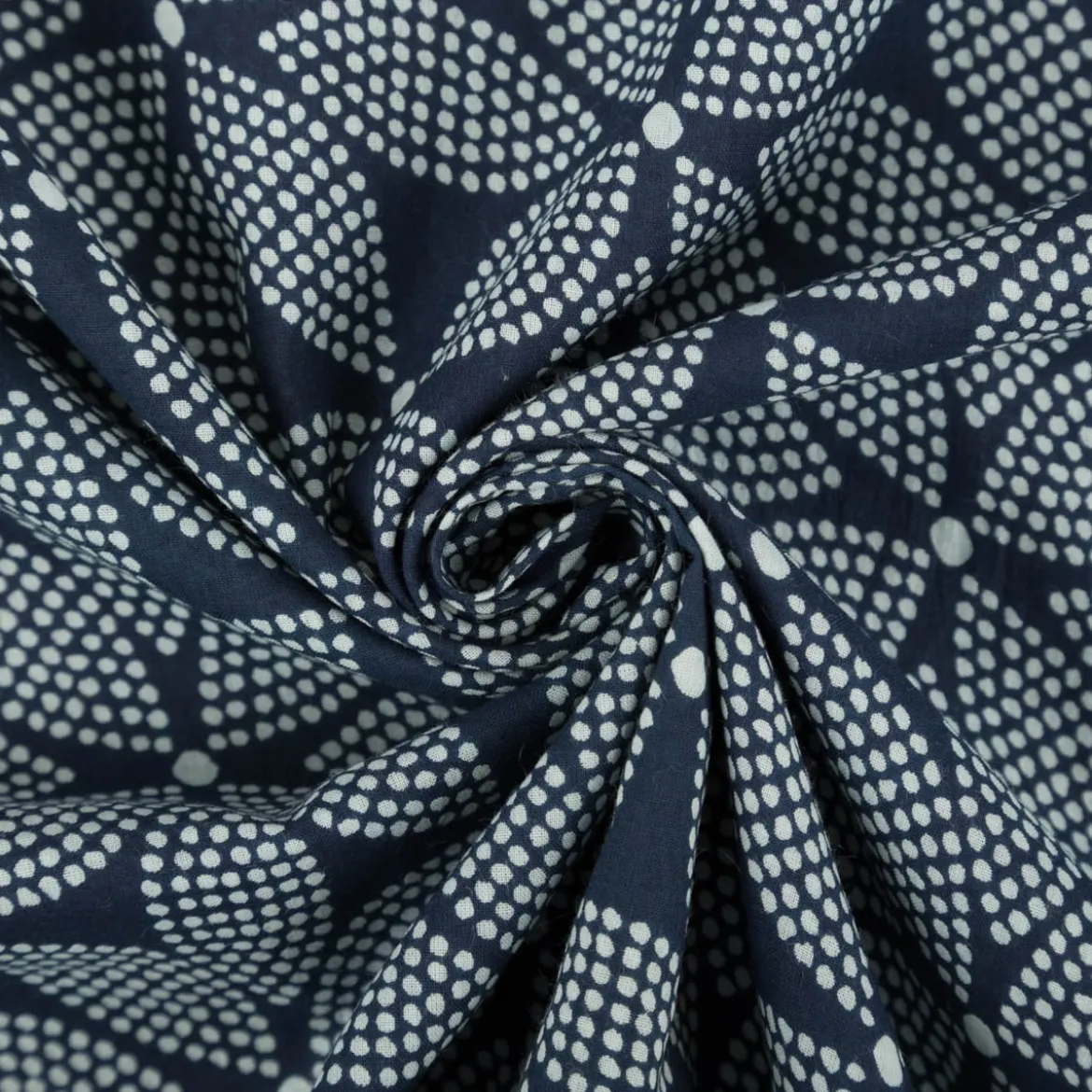 Baumwollstoff Voile Sommerdruck Blumen abstrakt Indigioblau 1,40m Breite