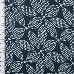 Baumwollstoff Voile Sommerdruck Blumen abstrakt Indigioblau 1,40m Breite