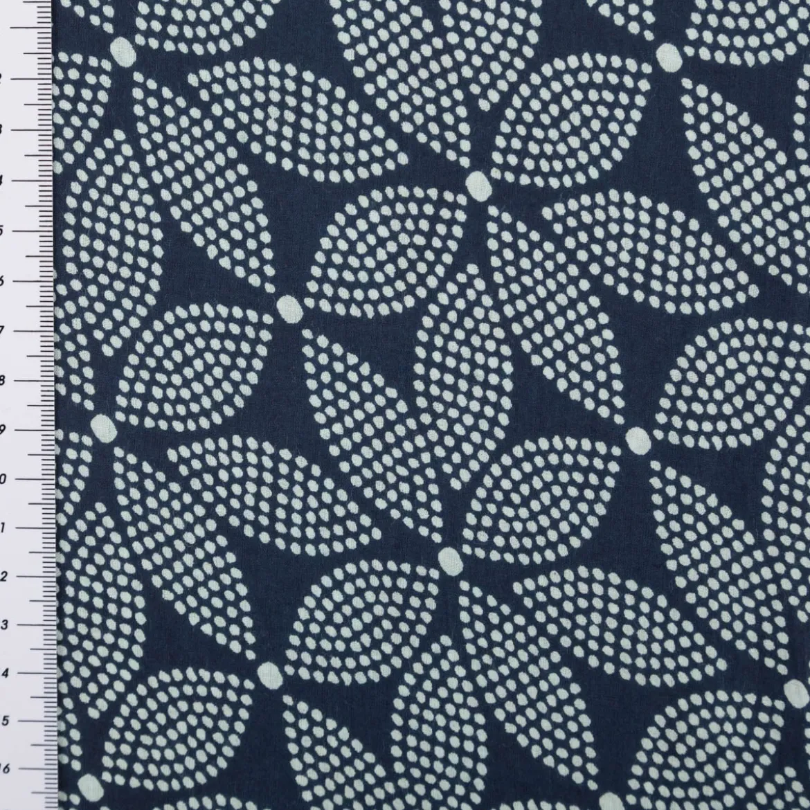 Baumwollstoff Voile Sommerdruck Blumen abstrakt Indigioblau 1,40m Breite