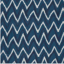 Baumwollstoff Voile Sommerdruck ZickZack Indigioblau 1,40m Breite