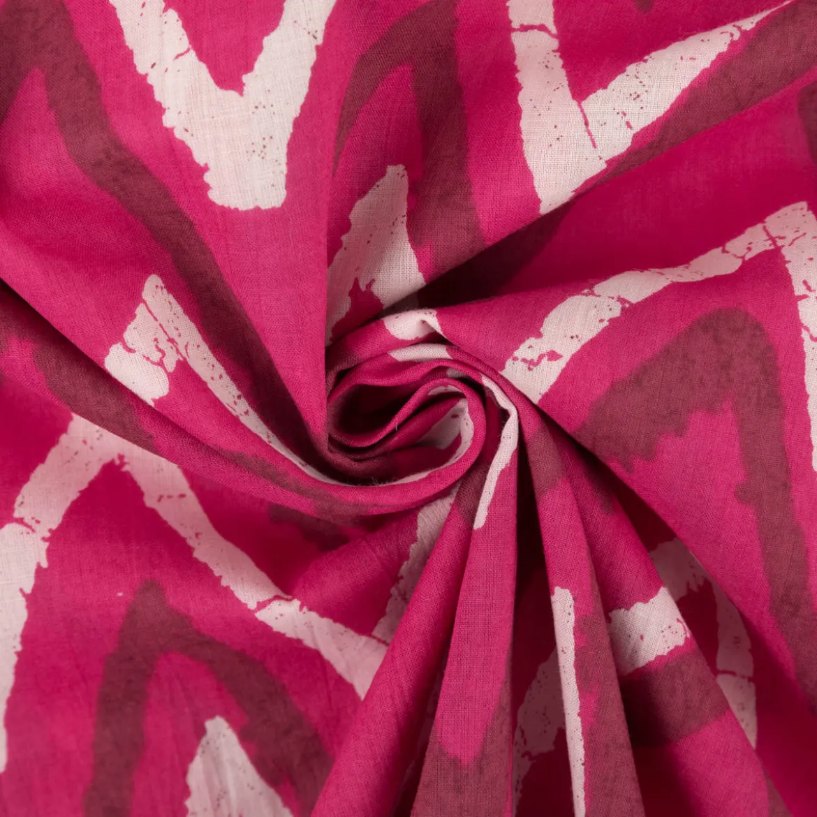 Baumwollstoff Voile Sommerdruck ZickZack Pink 1,40m Breite