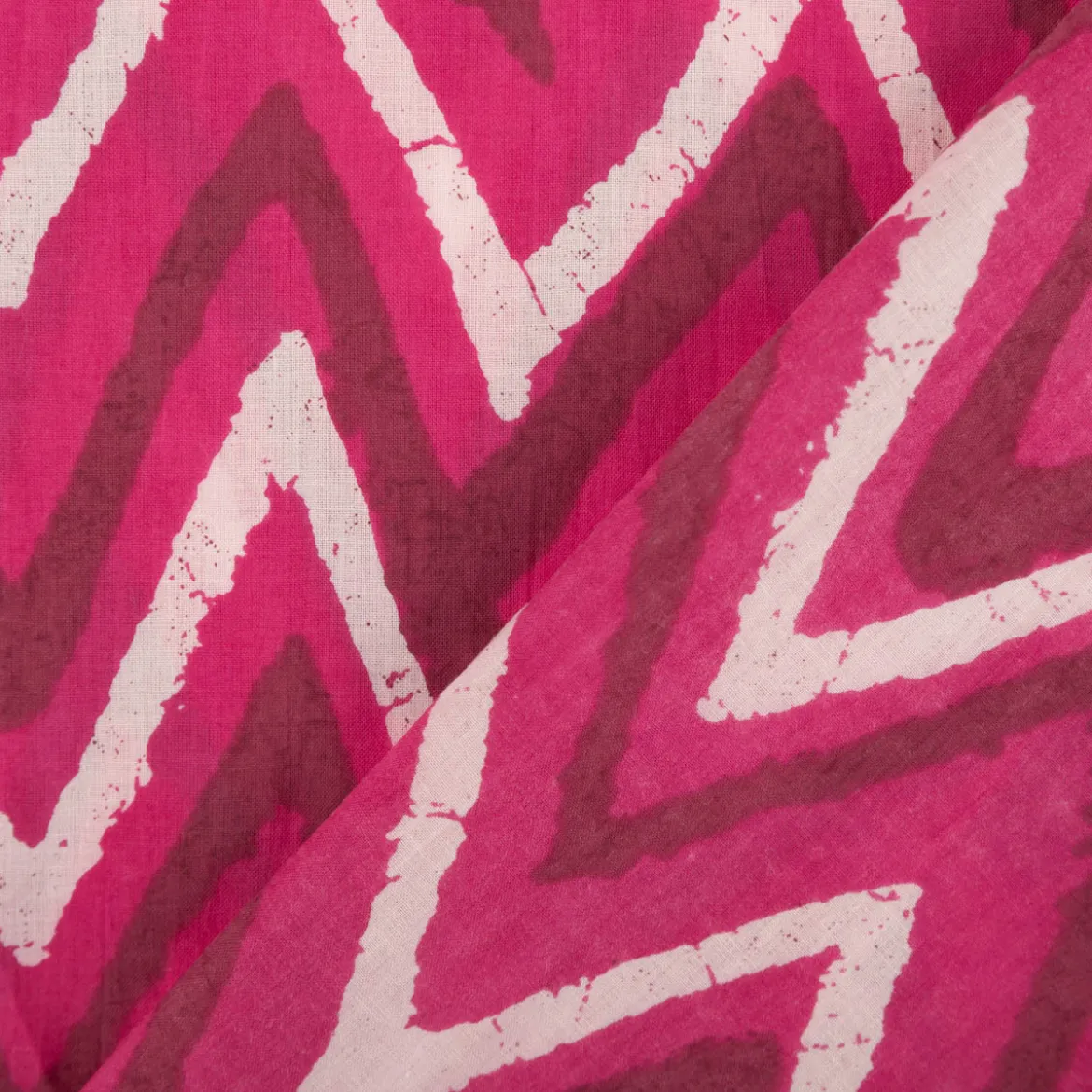 Baumwollstoff Voile Sommerdruck ZickZack Pink 1,40m Breite