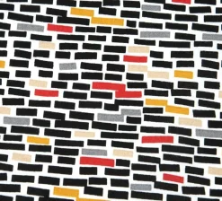 Baumwollstoff Wall Rechtecke schwarz rot gelb 1,40m Breite