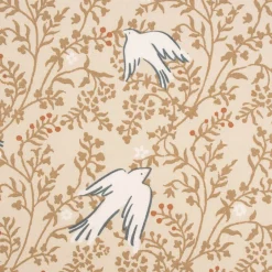 Baumwollstoff Webware Daphne Vögel Tauben Zweige beige 1,47m Breite