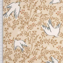 Baumwollstoff Webware Daphne Vögel Tauben Zweige beige 1,47m Breite
