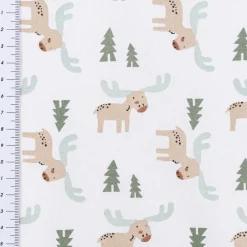 Baumwollstoff Webware Elan Elch Tannenbaum weiß braun grün 1,47m Breite