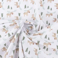 Baumwollstoff Webware Elan Elch Tannenbaum weiß braun grün 1,47m Breite