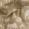 Baumwollstoff Webware Namibe Elefanten Palmen khaki-grün ecru 1,47m Breite