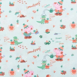 Baumwollstoff Webware Peppa Wutz Schorsch Dino mint bunt 1,4m Breite