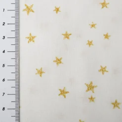 Baumwollstoff Webware Weihnachten Sterne creme goldfarbig 1,45m Breite