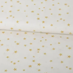 Baumwollstoff Webware Weihnachten Sterne creme goldfarbig 1,45m Breite