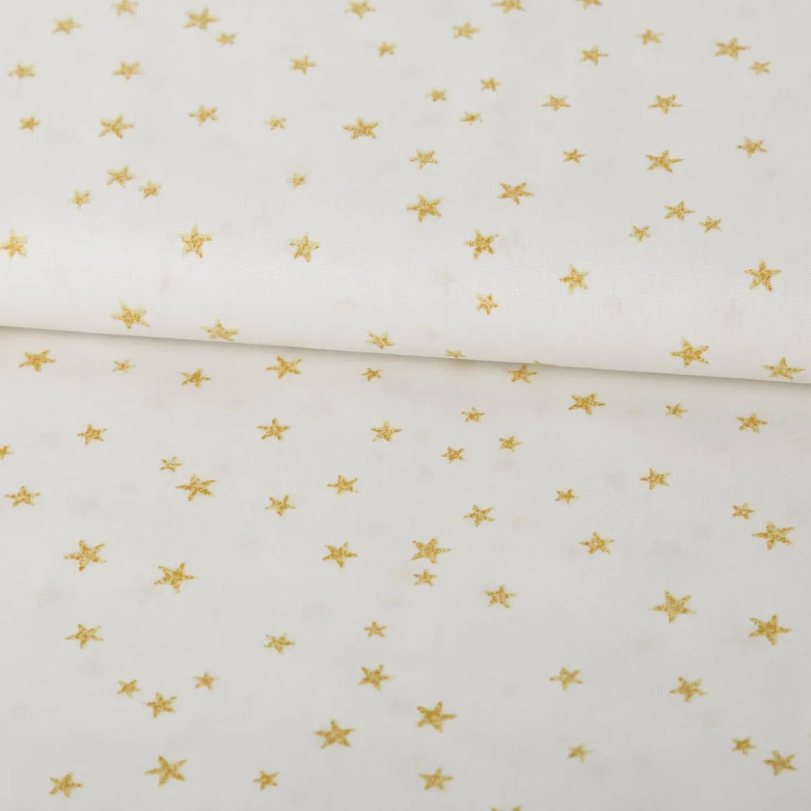 Baumwollstoff Webware Weihnachten Sterne creme goldfarbig 1,45m Breite