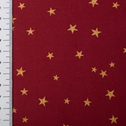 Baumwollstoff Webware Weihnachten Sterne bordeaux rot goldfarbig 1,45m Breite
