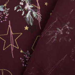 Baumwollstoff Webware Weihnachten Deko Hänger Sterne Kugeln wein rot goldfarbig 1,45m Breite