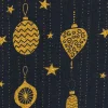 Baumwollstoff Webware Weihnachten Weihnachtshänger schwarz goldfarbig 1,45m Breite