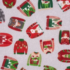 Baumwollstoff Weihnachten Weihnachtspullover grau bunt 1,40m Breite