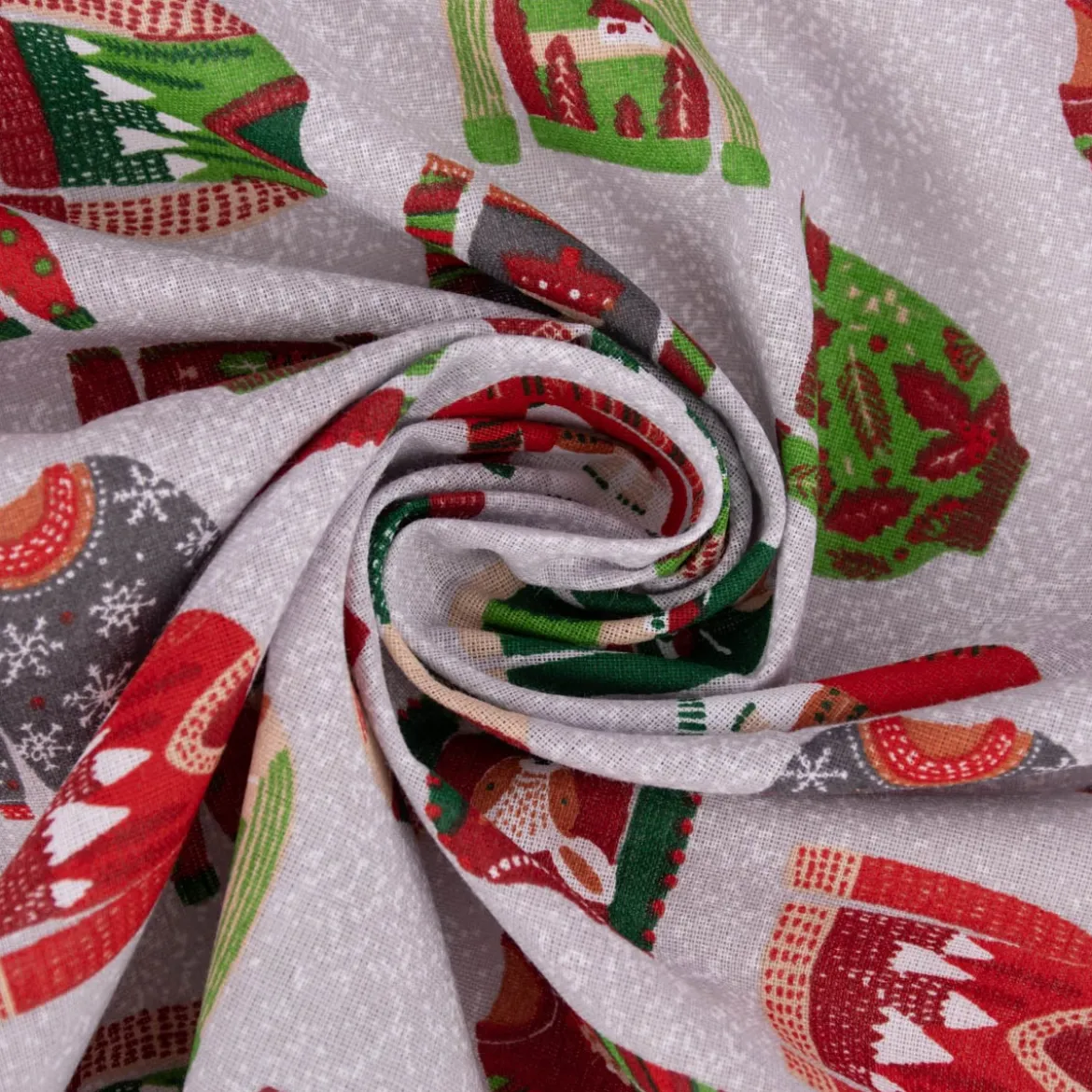 Baumwollstoff Weihnachten Weihnachtspullover grau bunt 1,40m Breite