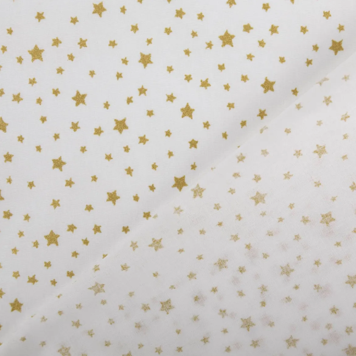 Baumwollstoff Weihnachtsstoff Sternchen weiß altgold 1,47m Breite