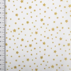 Baumwollstoff Weihnachtsstoff Sternchen weiß altgold 1,47m Breite