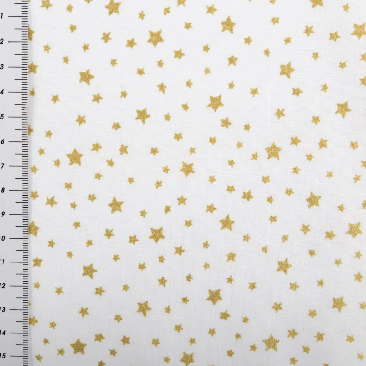 Baumwollstoff Weihnachtsstoff Sternchen weiß altgold 1,47m Breite