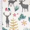 Baumwollstoff Weihnachtsstoff Aggrim Hirsche Tannen ecru grün rot 1,47m Breite
