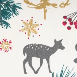Baumwollstoff Weihnachtsstoff Aggrim Hirsche Tannen ecru grün rot 1,47m Breite