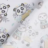 Baumwollstoff WONI Panda Faultier weiß braun türkis gelb grau 1,5m Breite