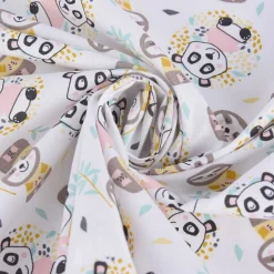 Baumwollstoff WONI Panda Faultier weiß braun rosa türkis gelb grau 1,5m Breite